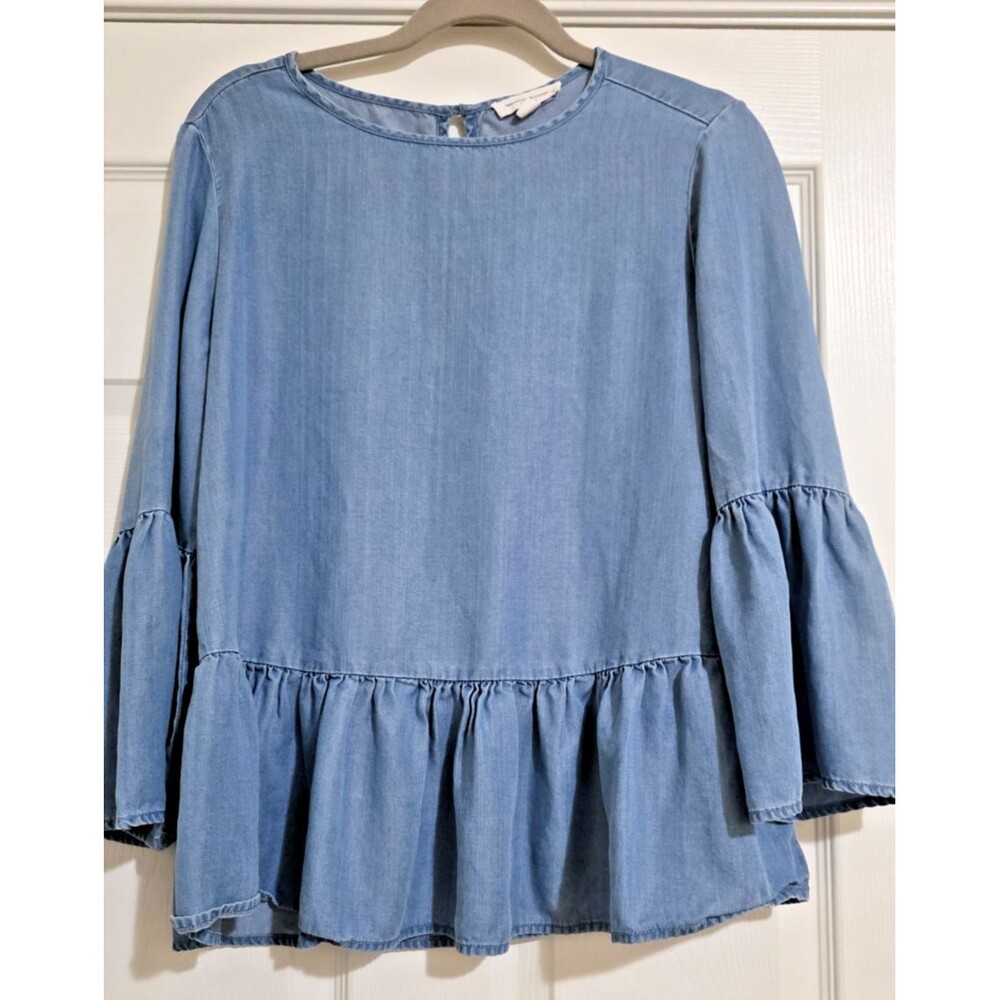 Woman's Beach Lunch Lounge Ultrasoft Chambray Babydoll Top M